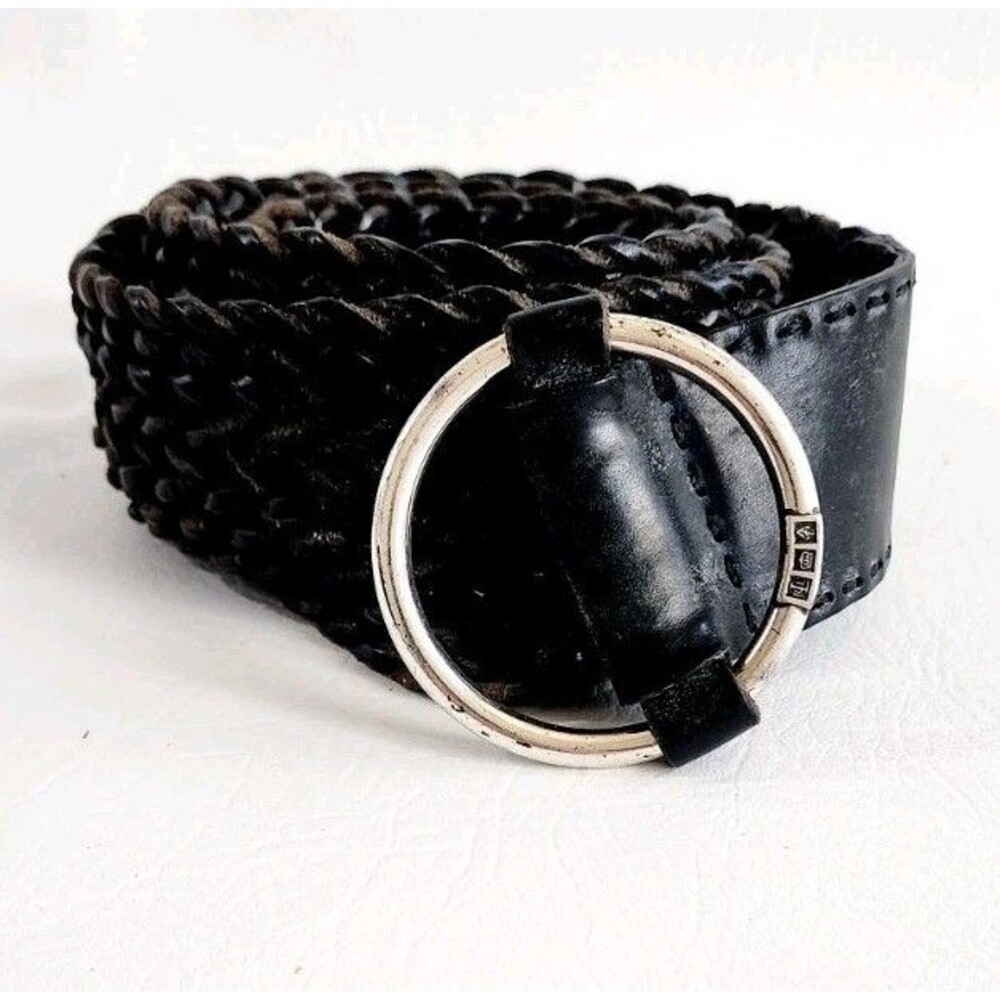Polo by Ralph Lauren Black Braided Belt with Silver Ring Buckle